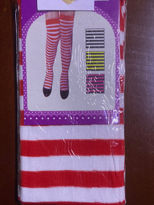 Thigh High Socks - red and white