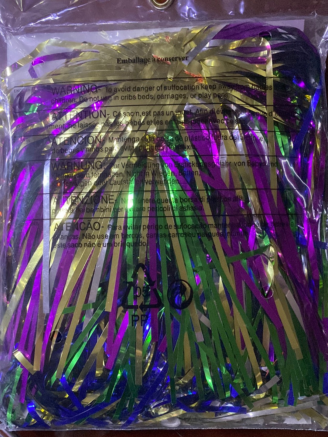Party Tinsel Wig - Multi-Coloured