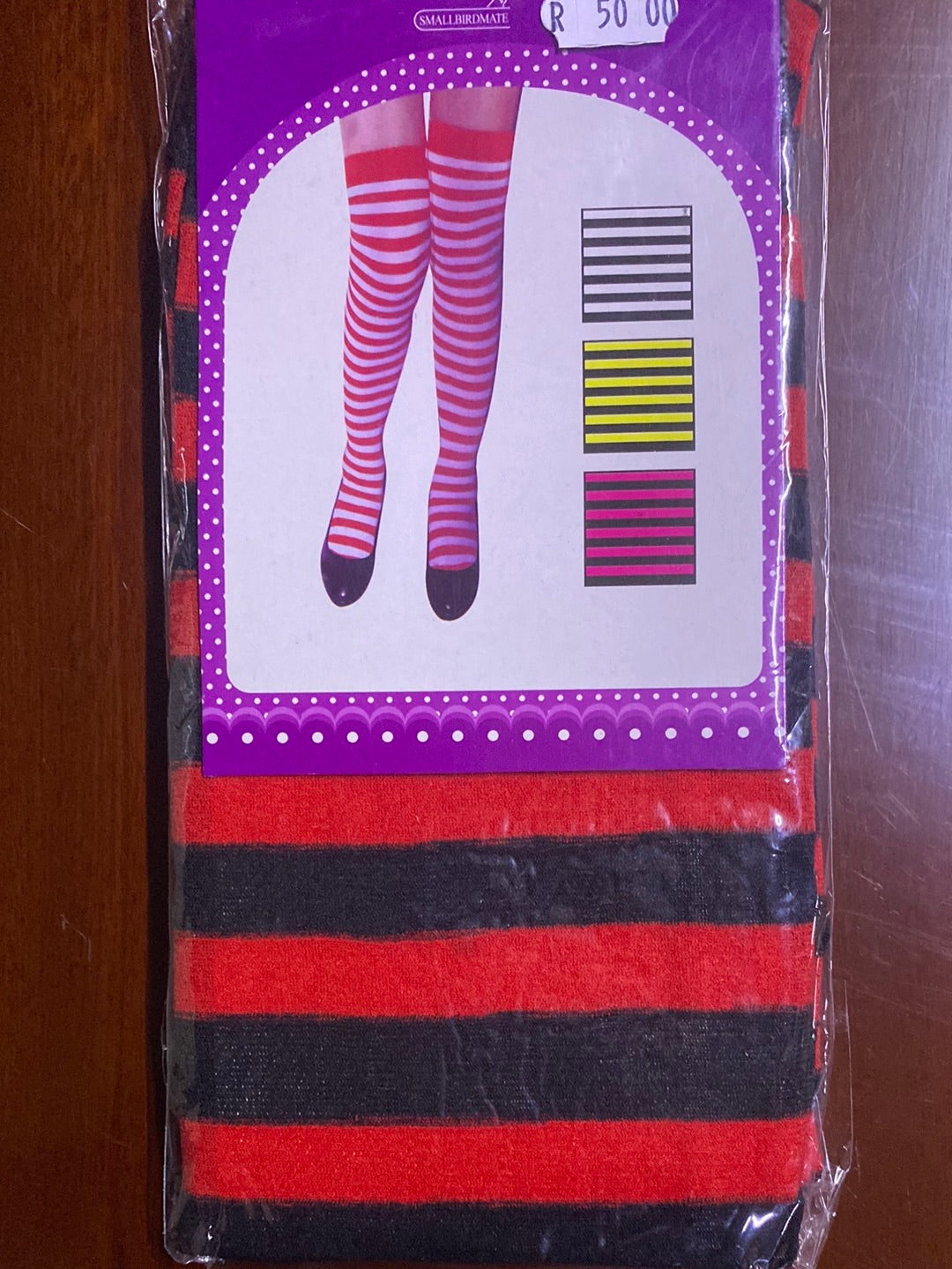 Thigh High Socks - red & black