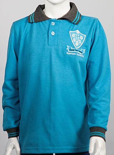 LONGSLEEVE GOLFER WITH KNITTED COLLAR AND CUFFS - SKU: 02H