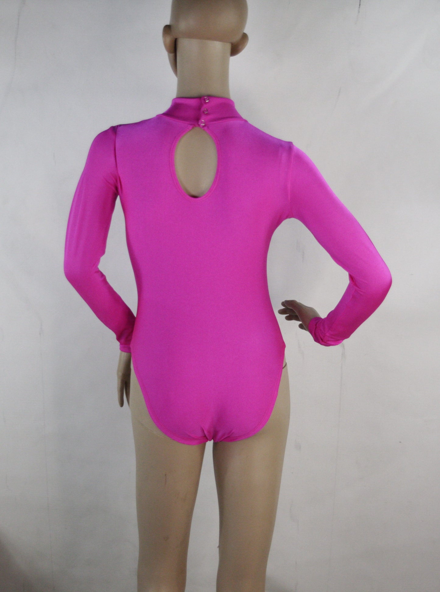 LONG SLEEVE PIPED NECK GYM LEOTARD - SKU: G104