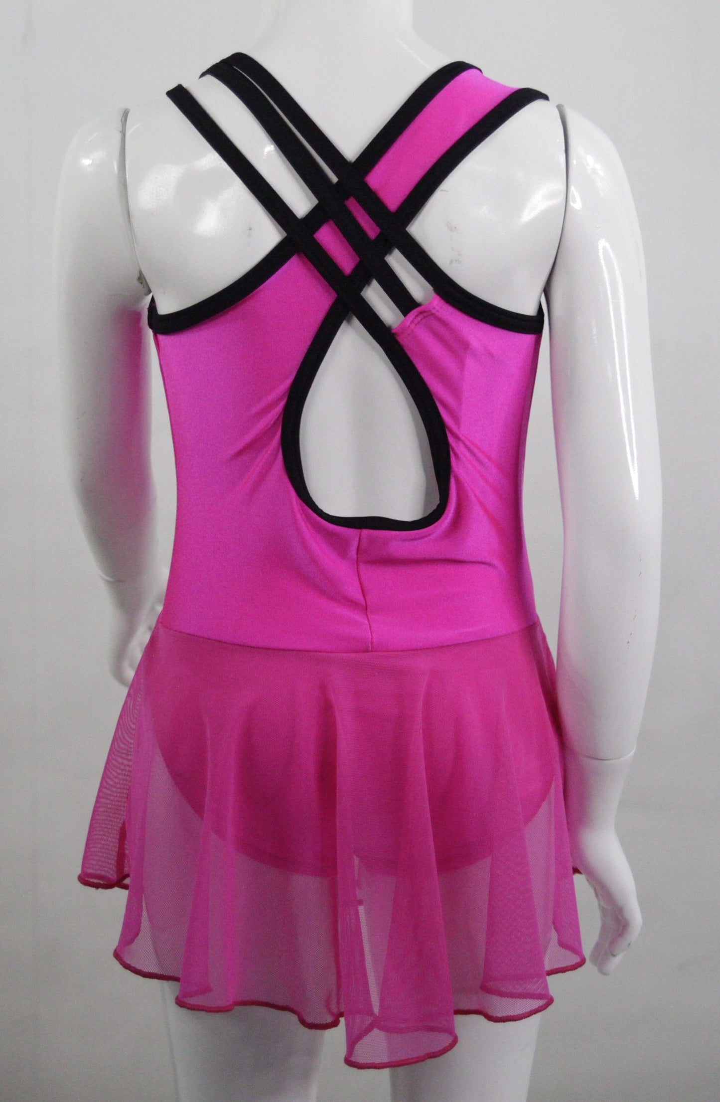 CROSS BACK DANCE DRESS WITH FULL MESH SKIRT WITH PANTY - SKU: 278 DRESS B