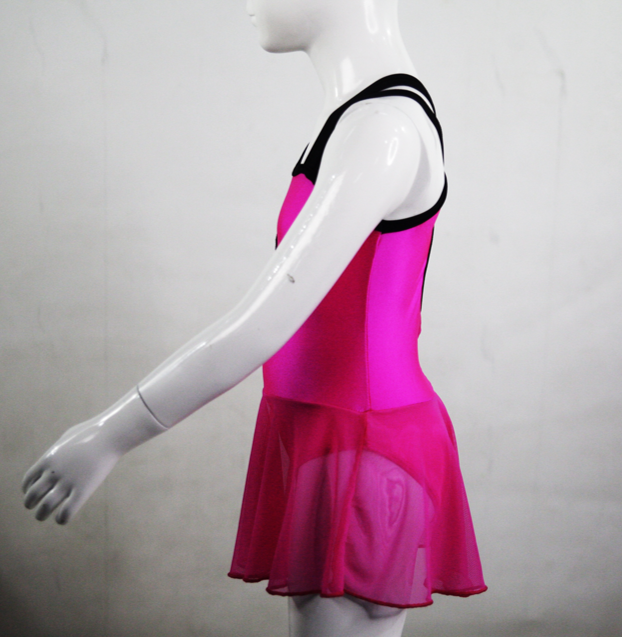 CROSS BACK DANCE DRESS WITH FULL LYCRA SKIRT WITHOUT PANTY - SKU: 278 DRESS C