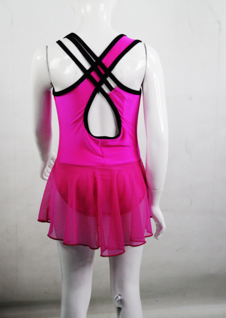 CROSS BACK DANCE DRESS WITH FULL MESH SKIRT WITH PANTY - SKU: 278 DRESS A