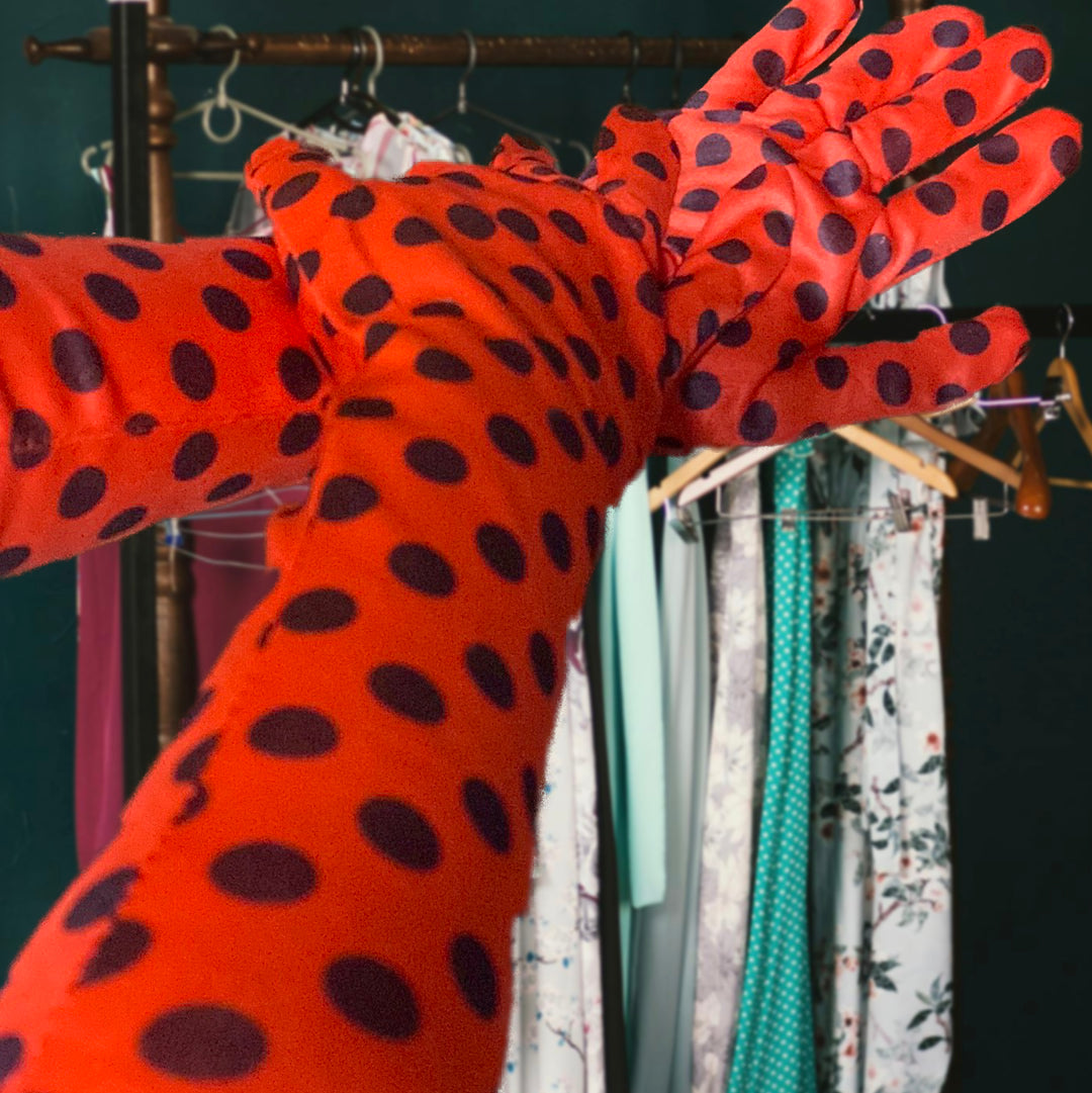 Gloves - Long, Ladybug (Red with Black Spots)