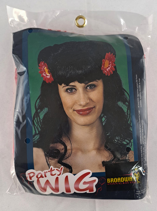 Party Wig - Red with Flowers