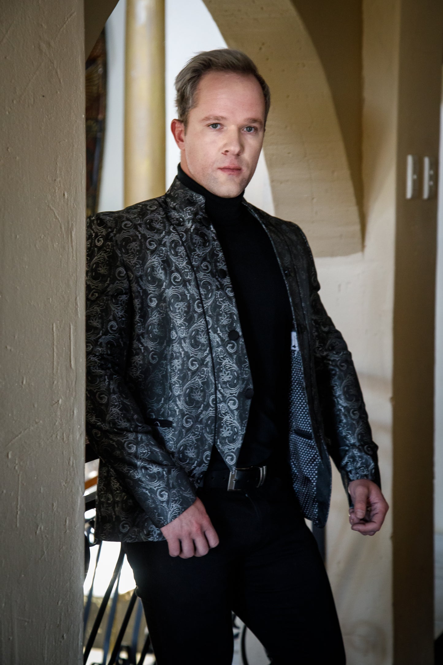 Men's Designer Fancy Silver 3-Piece Suit