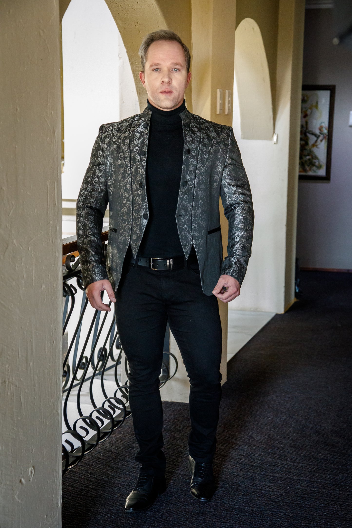 Men's Designer Fancy Silver 3-Piece Suit