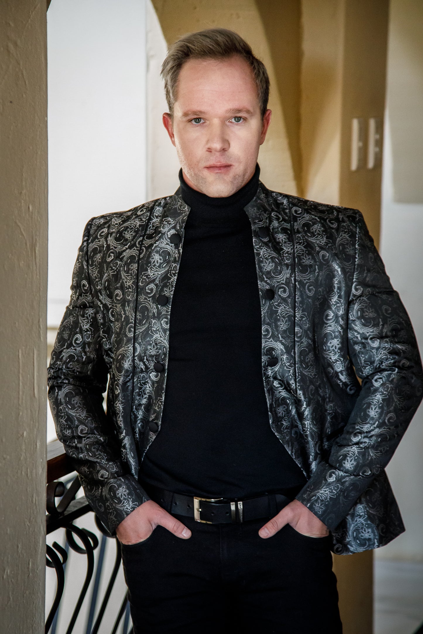 Men's Designer Fancy Silver 3-Piece Suit