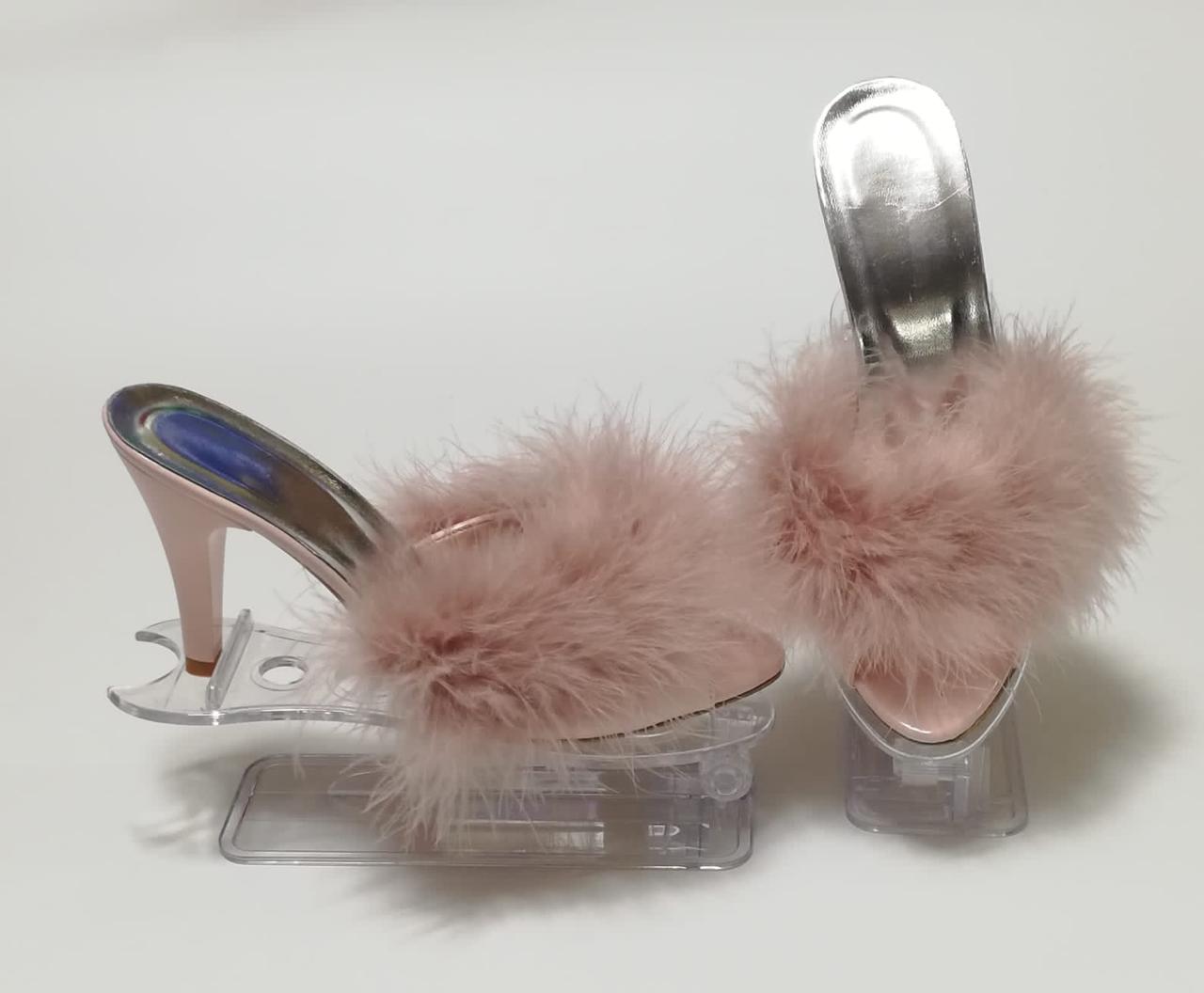 Bridal Heel Slipper - Pink Feather