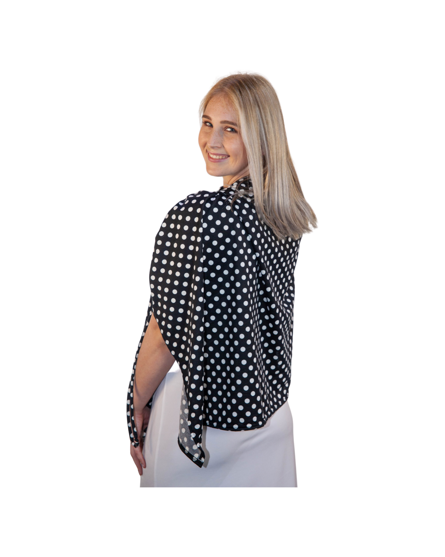 Poncho - Black And White Polka Dot