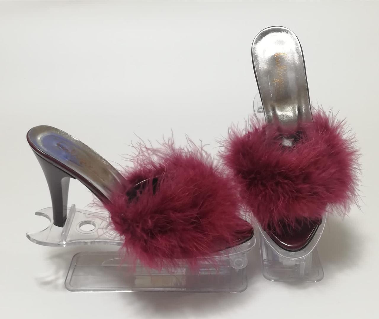 Bridal heel slipper - Maroon Feather