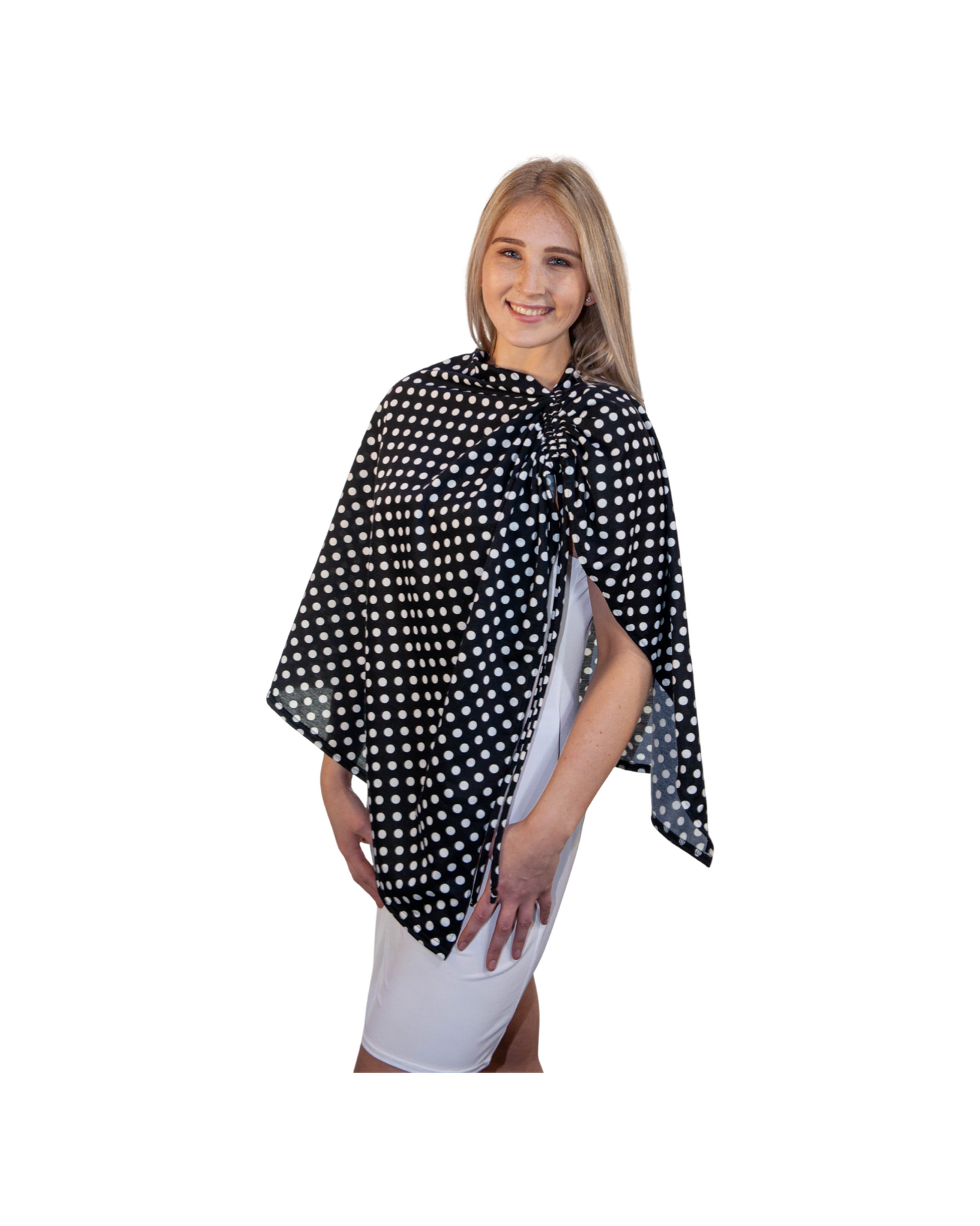 Poncho - Black And White Polka Dot