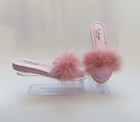 Bridal Slipper - Pink Feather