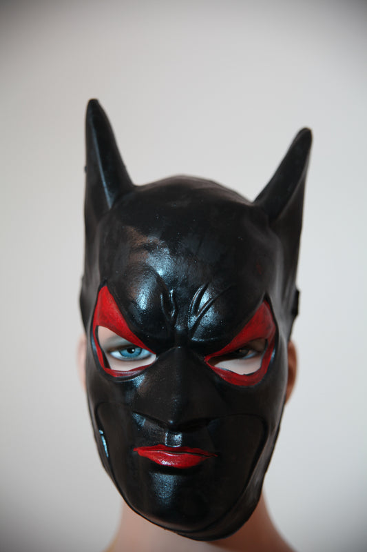 Bat Mask - Red & Black Latex Mask (C129)