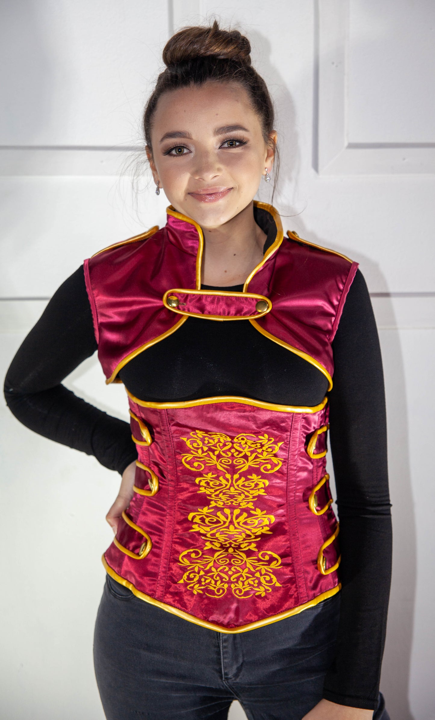 Steampunk Corset with Jacket - Maroon & Gold