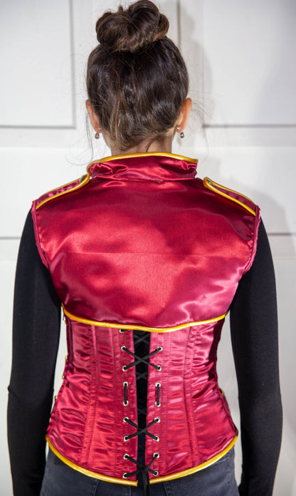 Steampunk Corset with Jacket - Maroon & Gold