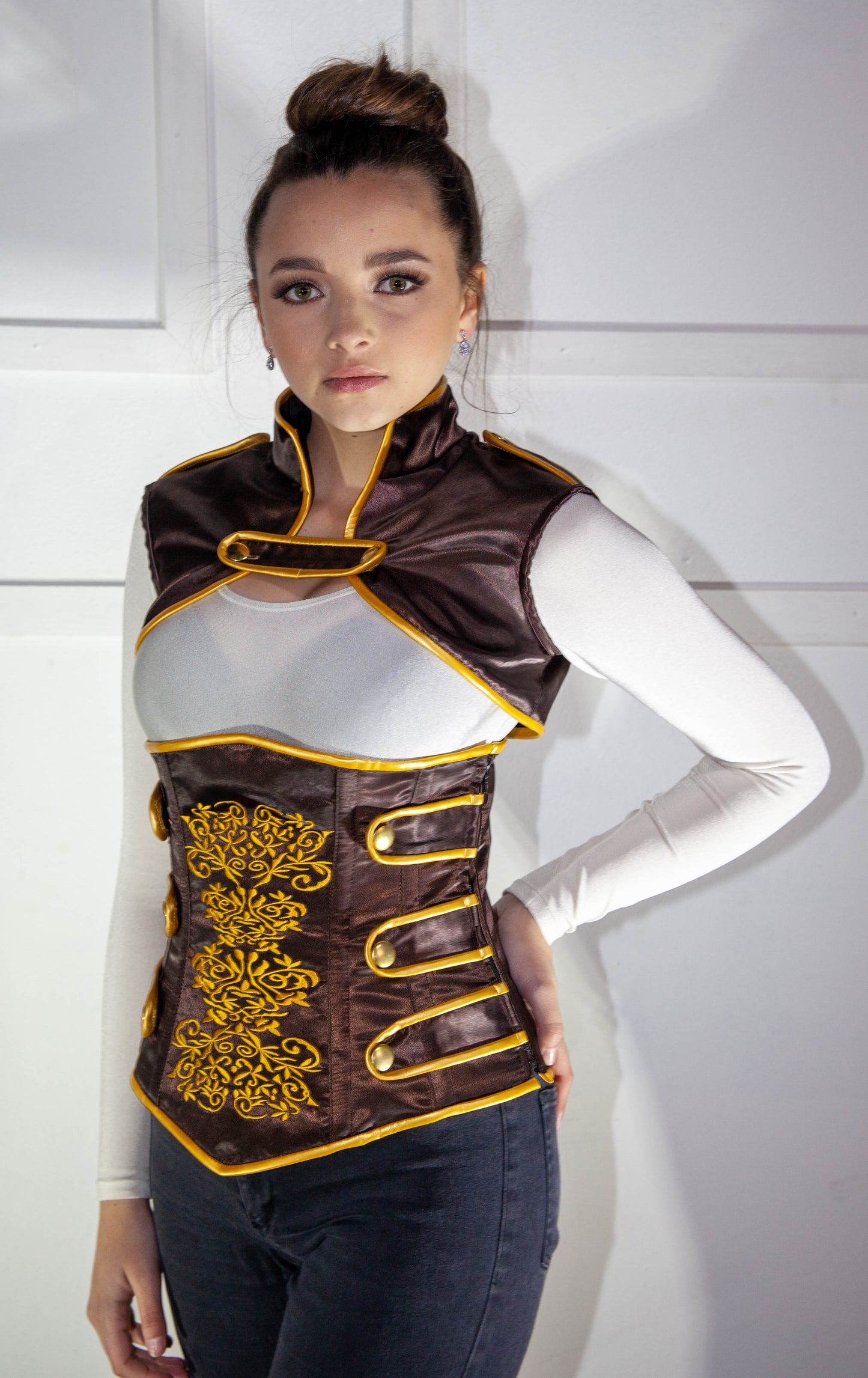 Steampunk Corset with Jacket - Brown & Gold