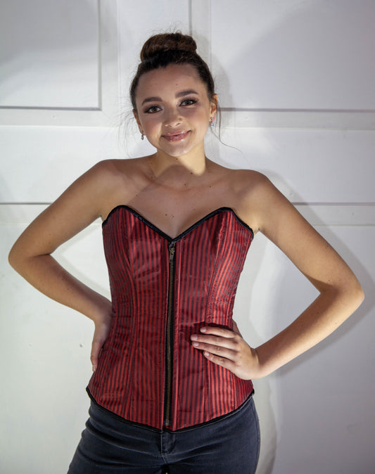 Corset - Red & Black Striped Full