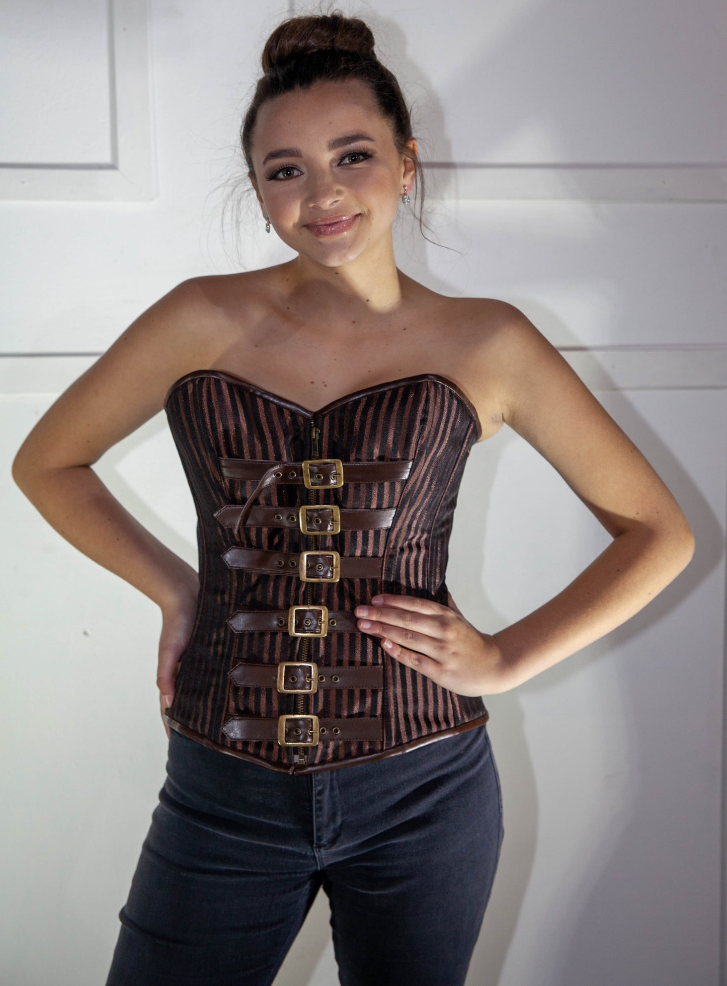 Corset - Brown & Black Stripes with Belts