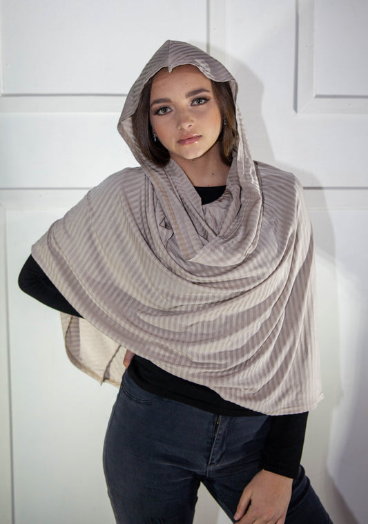 Poncho - Hooded Khaki Stripes