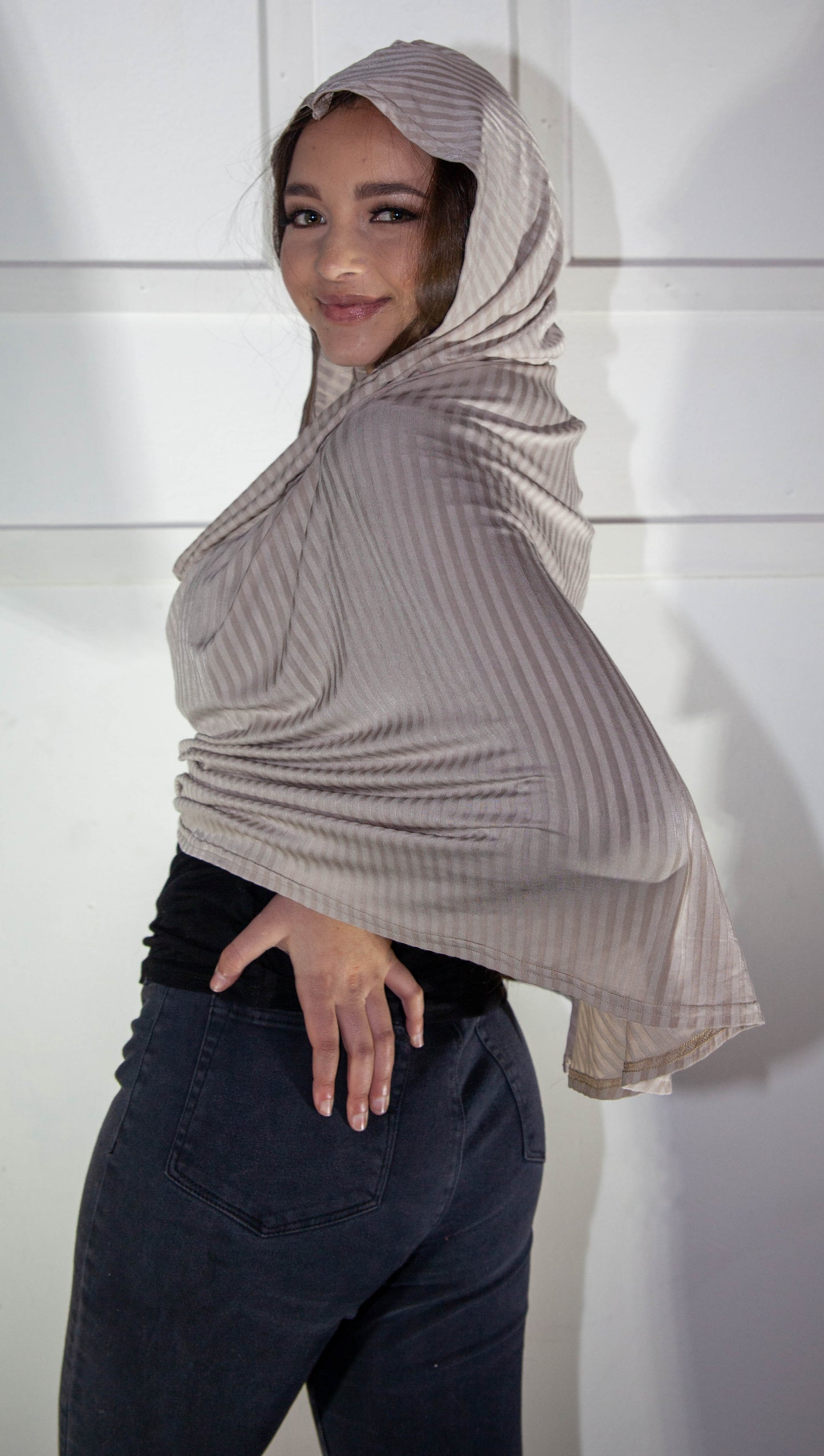 Poncho - Hooded Khaki Stripes