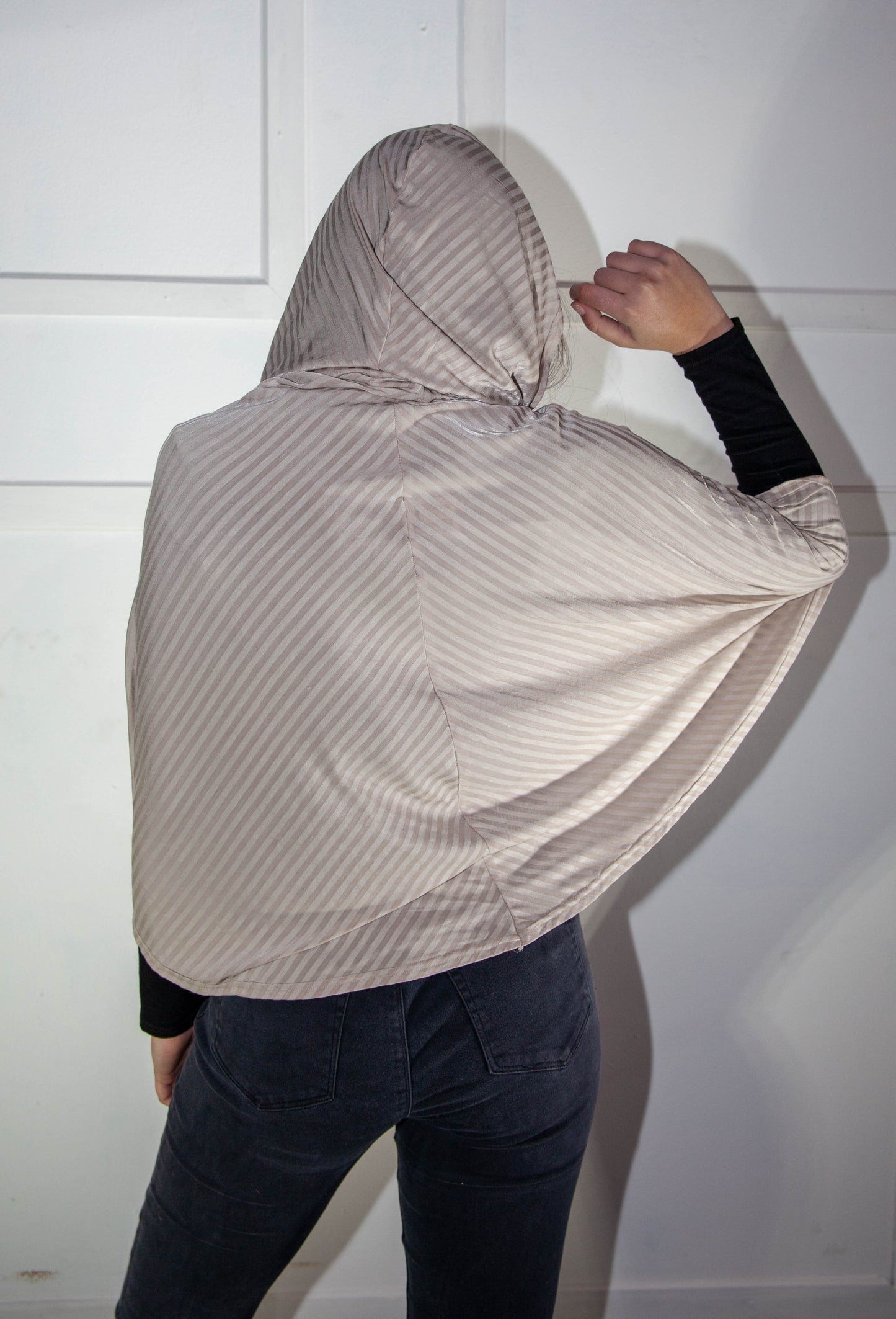 Poncho - Hooded Khaki Stripes