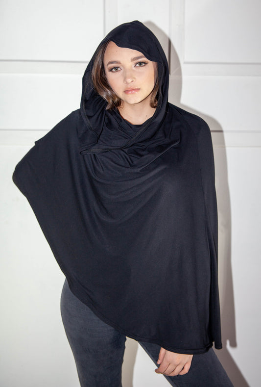 Poncho - Hooded Black