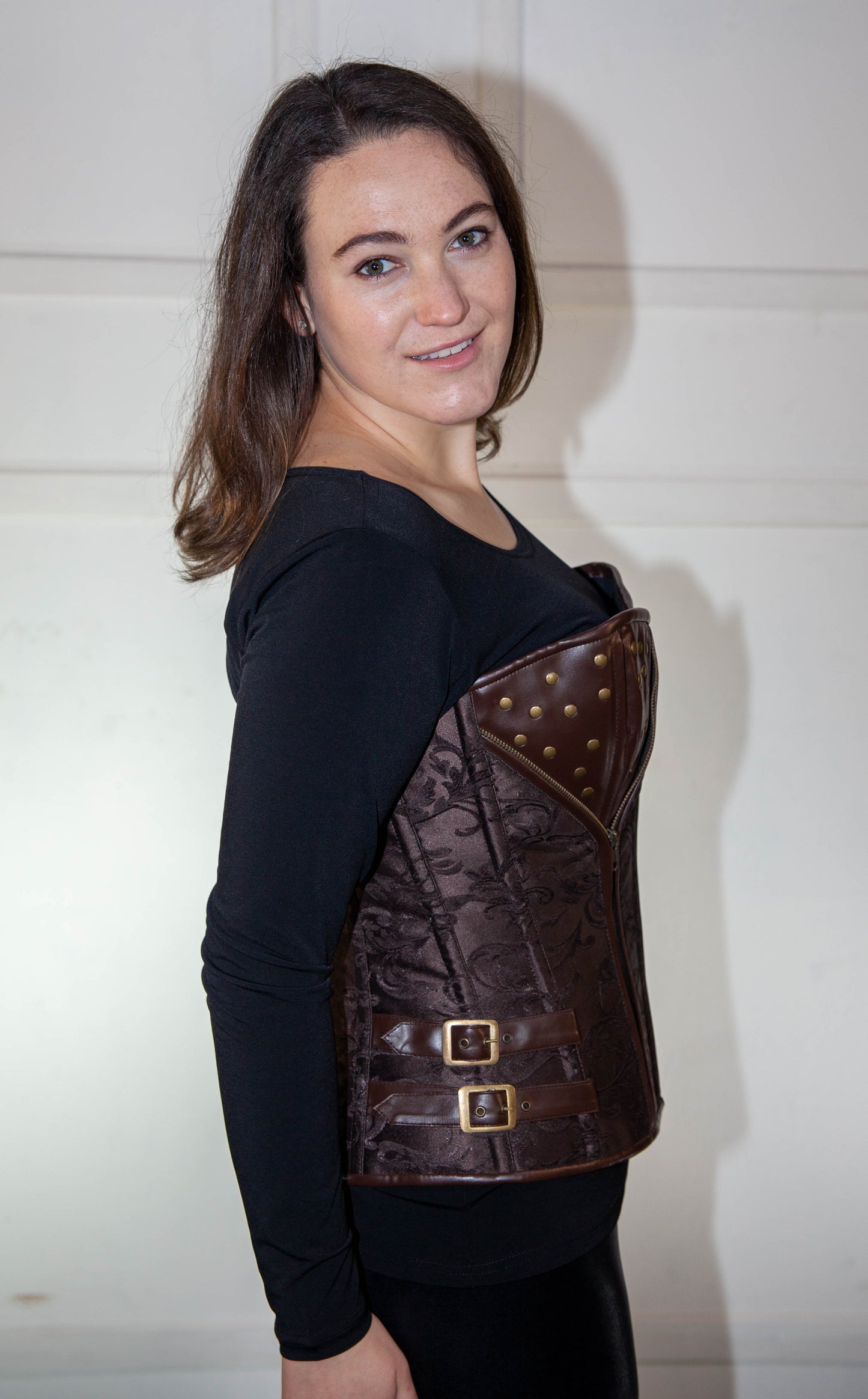 Corset - Full Brown Leather with Cups