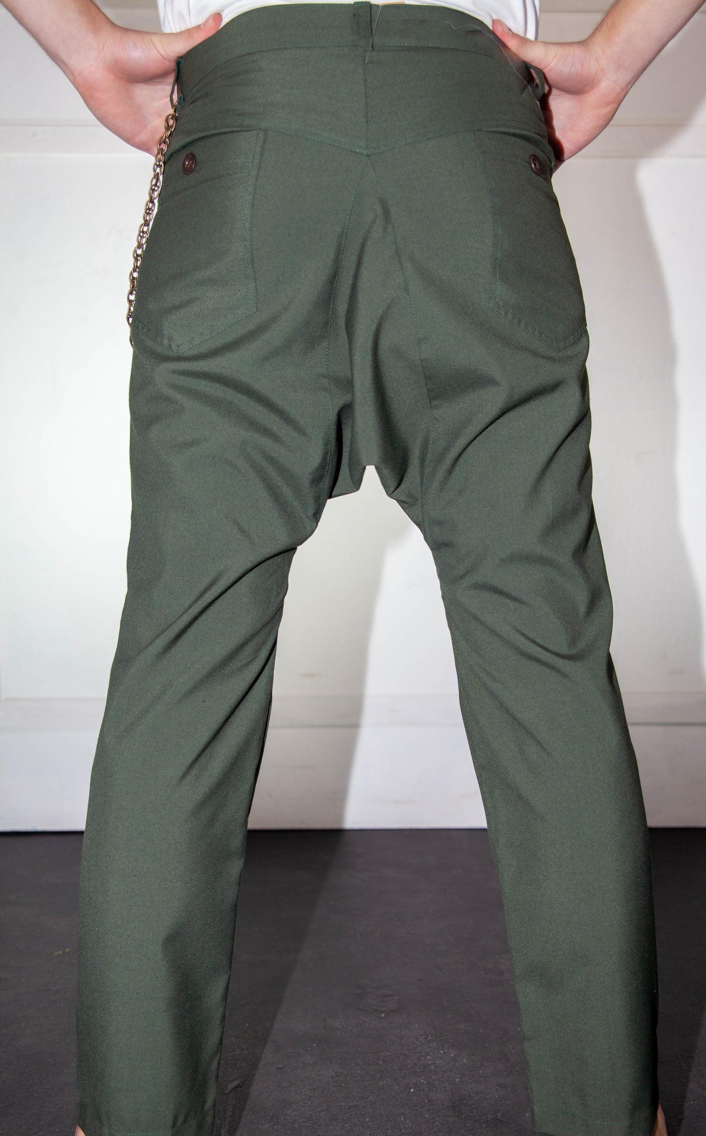 Low Crotch Trousers - Dark Green