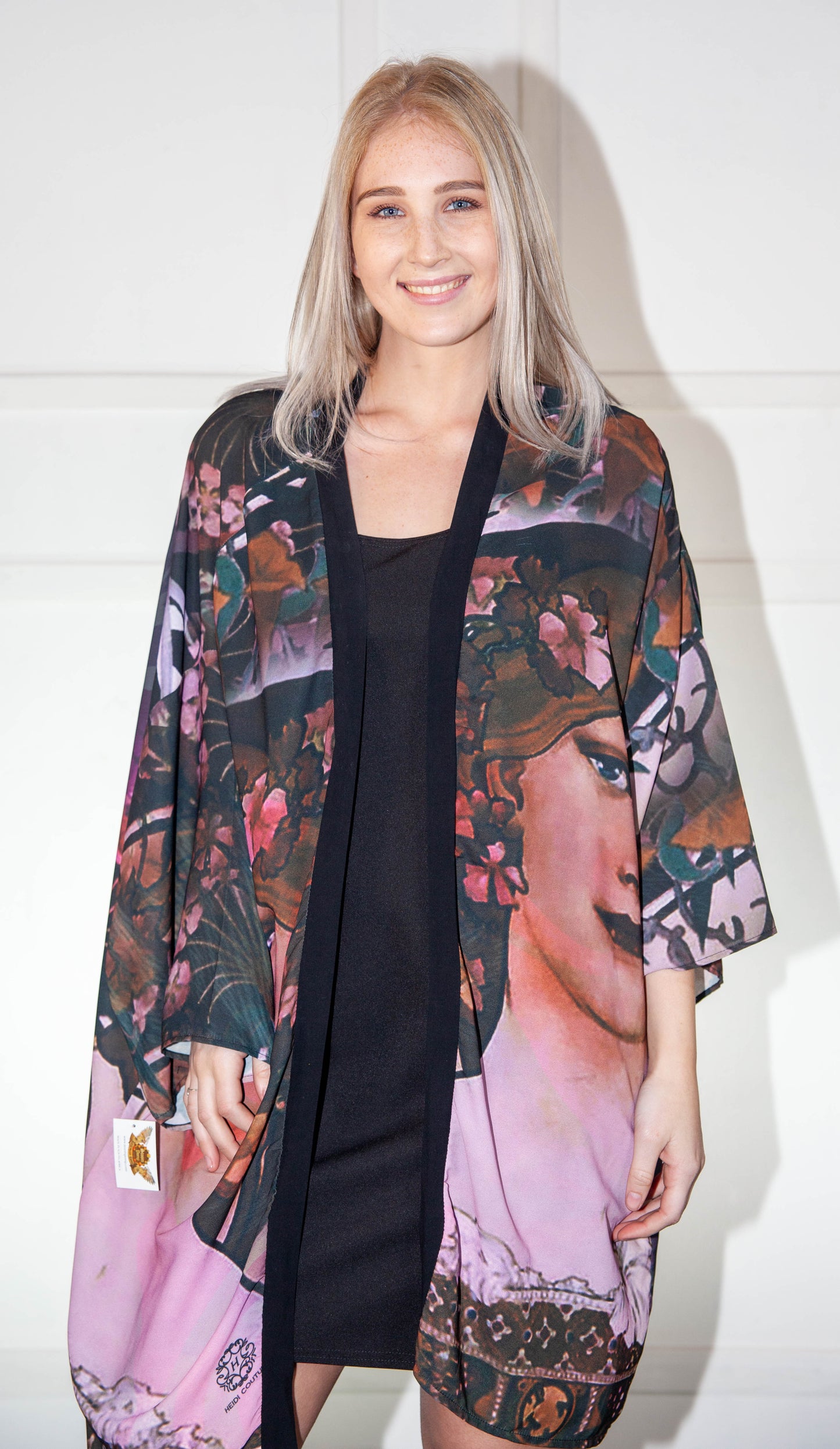 Kimono - Silk Printed Purple Floral
