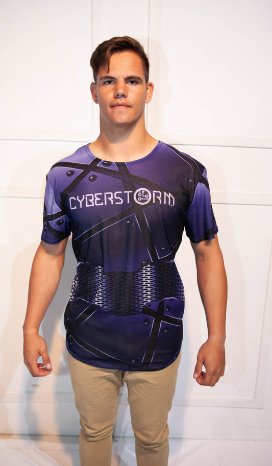 Mens T-Shirt - Stoompomp Cyberstorm Printed Purple Patterns