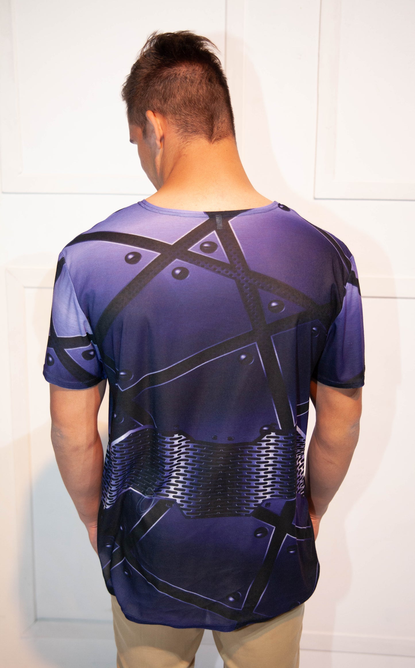 Mens T-Shirt - Stoompomp Cyberstorm Printed Purple Patterns