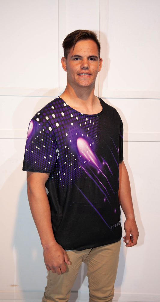 Mens T-Shirt - Stoompomp Cyberstorm Printed Purple Comet