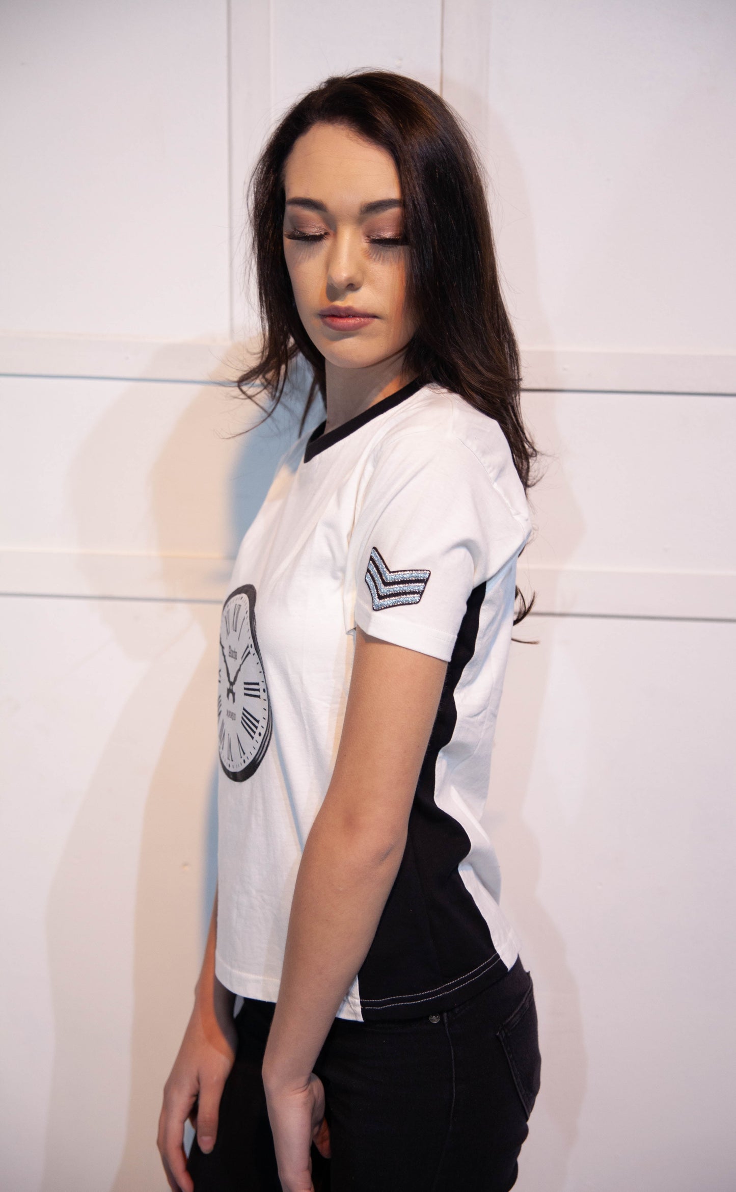 Ladies T-Shirt - Stoompomp White with Clock