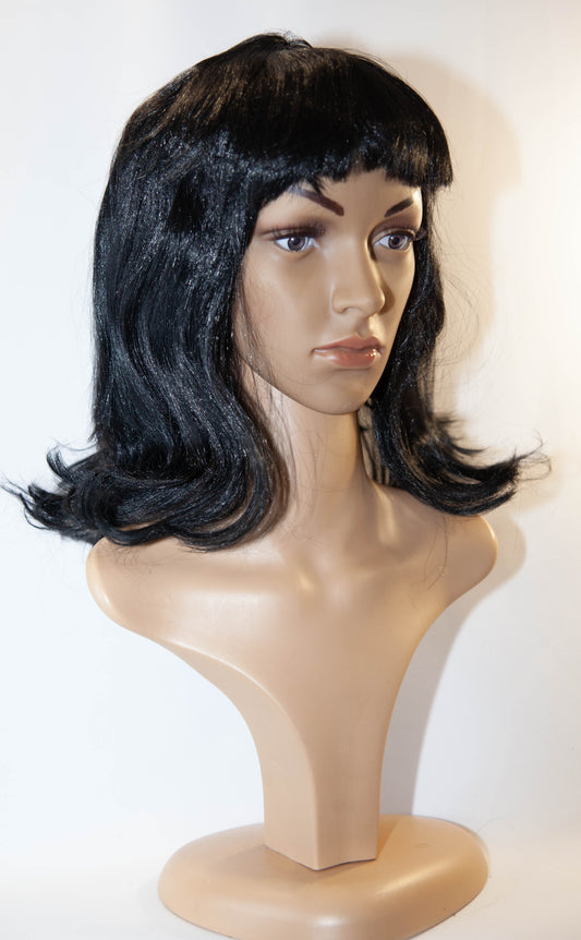 Long Black Wig with Fringe