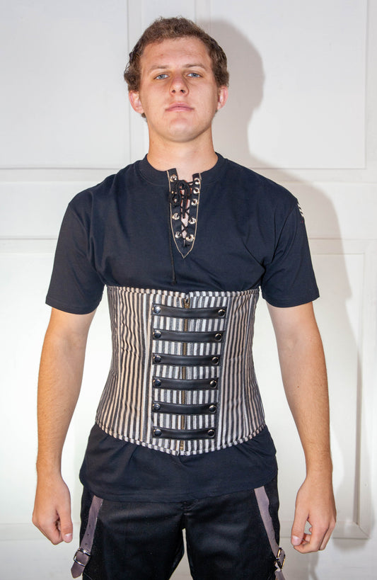 Corset - Black & Silver Striped Underbust