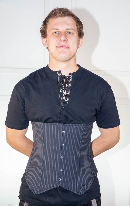 Corset - Blue Underbust Pin-Striped