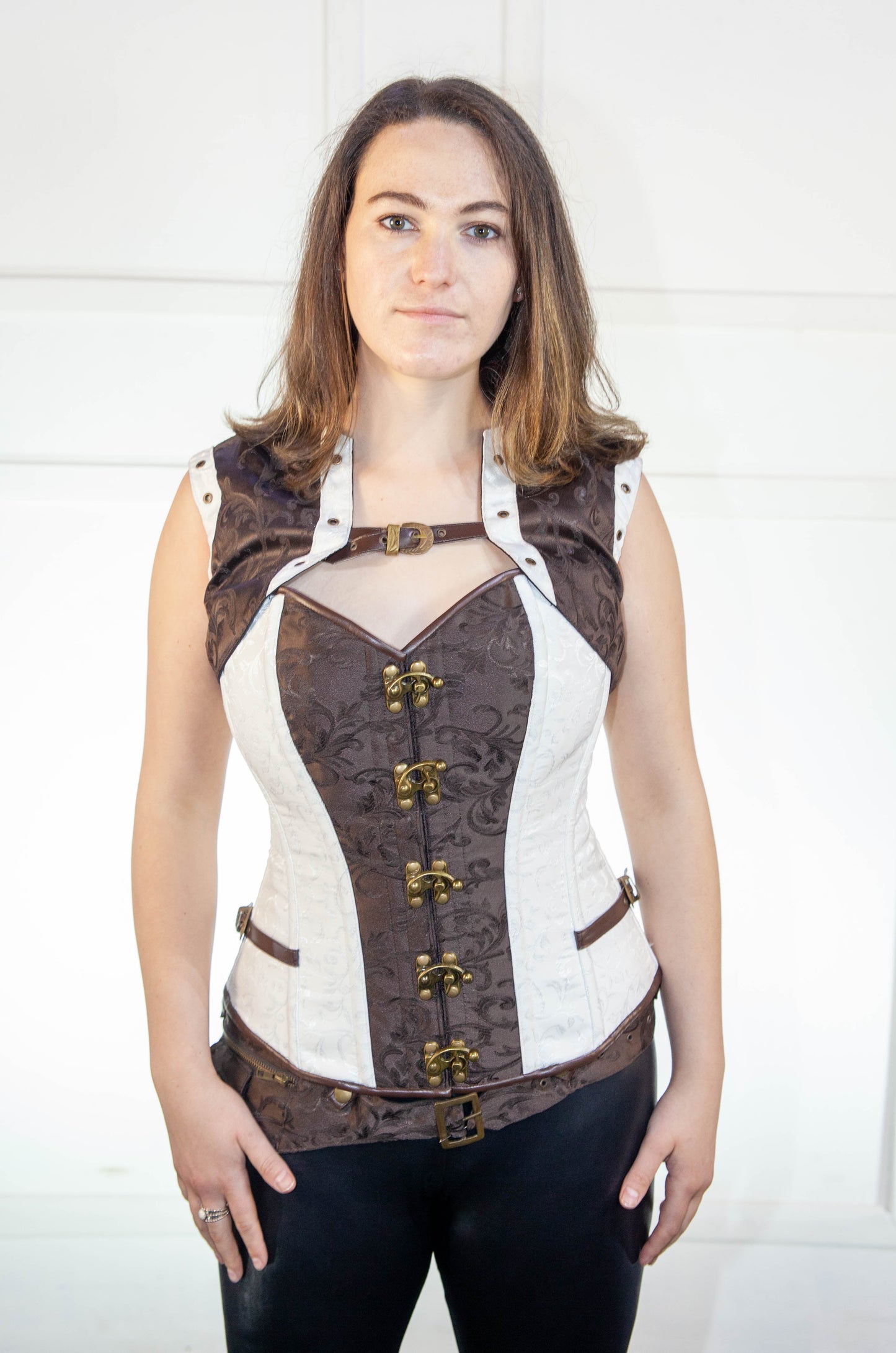 Corset - Stoompomp White & Brown Full