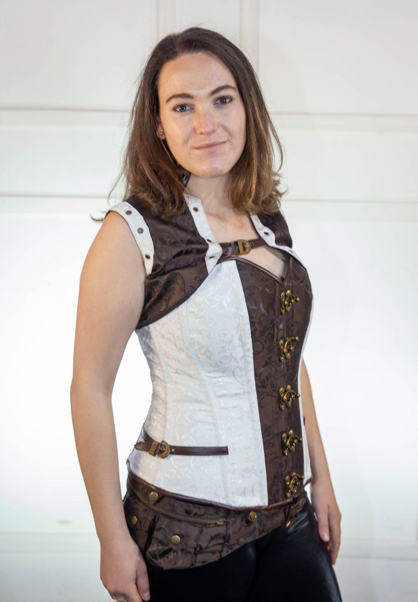 Corset - Stoompomp White & Brown Full