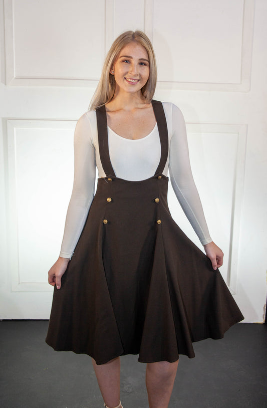 Skirt - Brown High Waisted with Braces