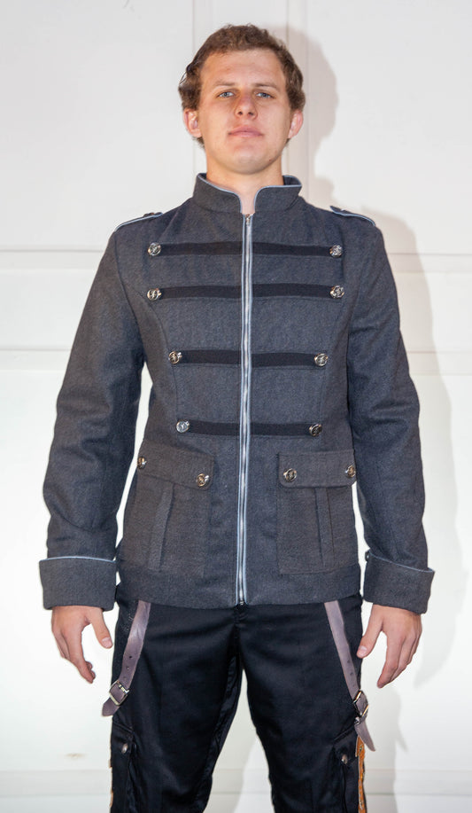 Military Jacket - Grey with Blue