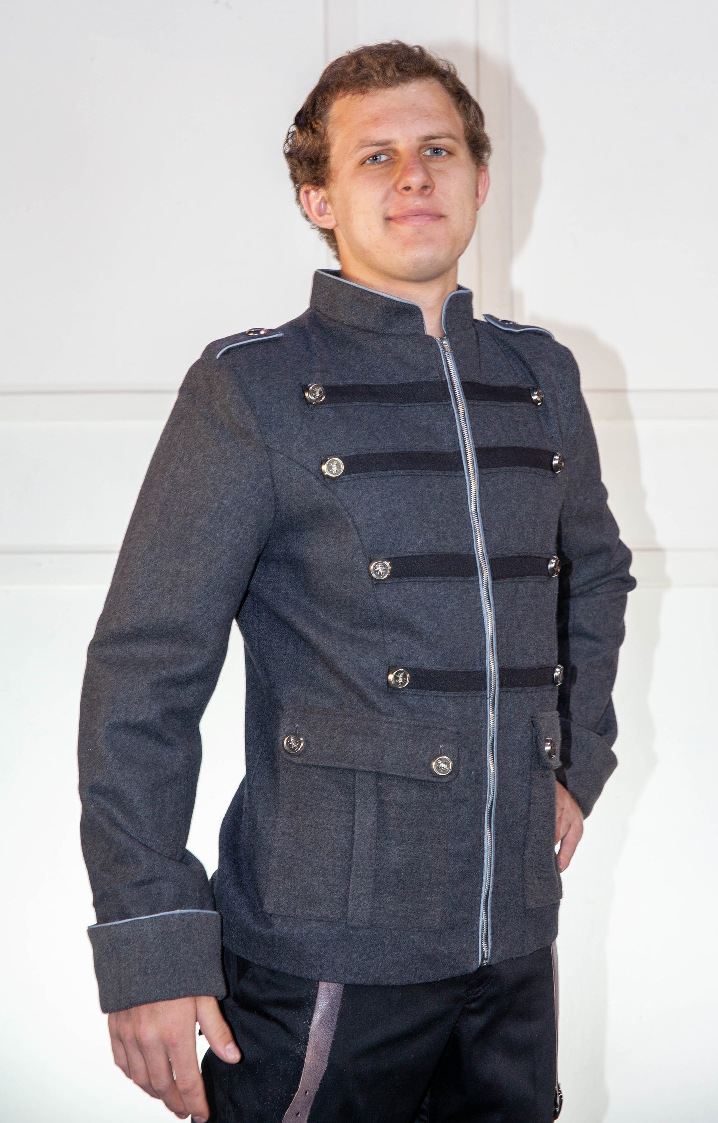 Military Jacket - Grey with Blue