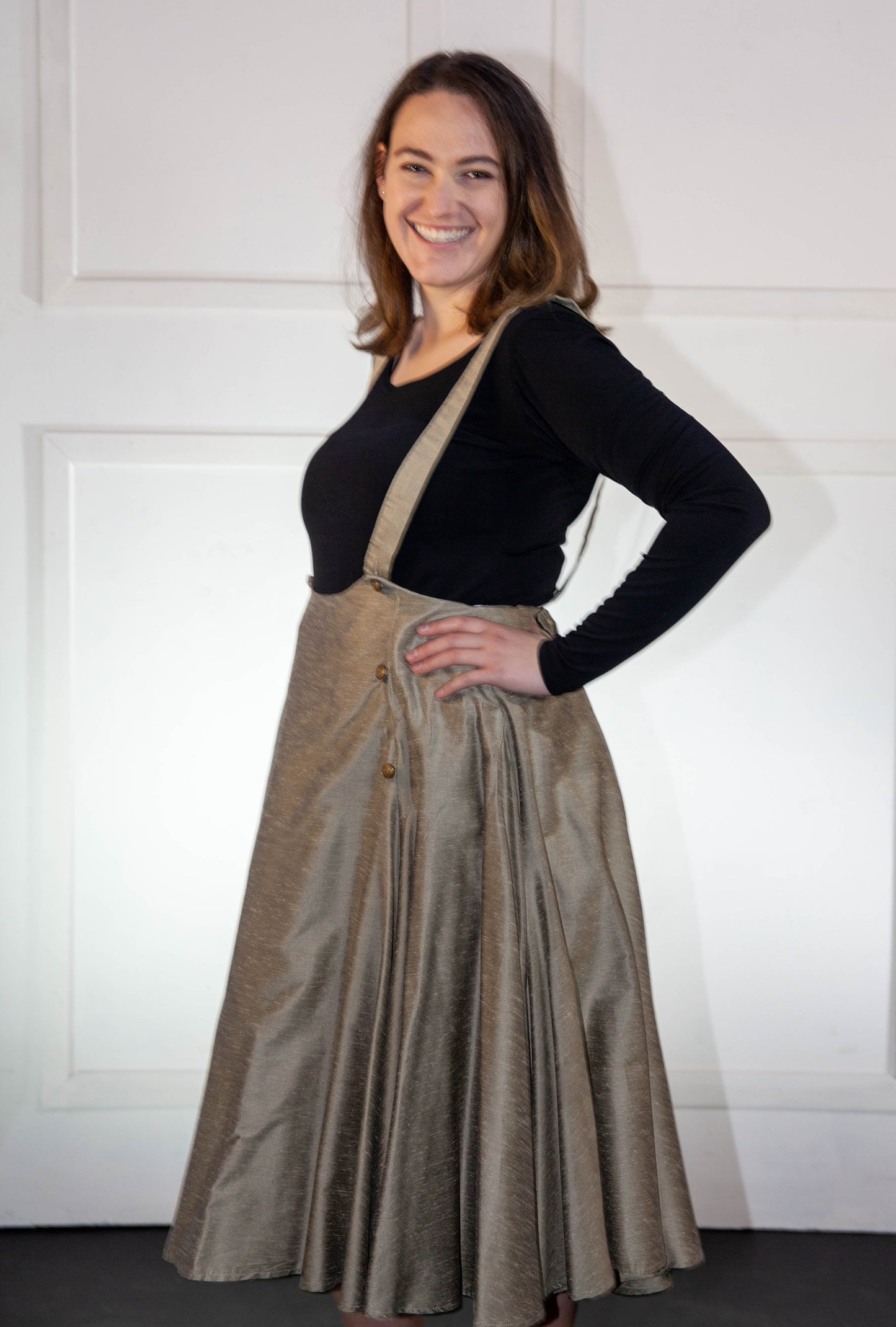 Skirt - Khaki High Waisted with Braces