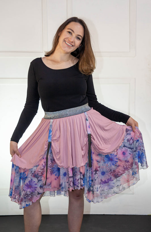 Skirt - Pink Floral Layered