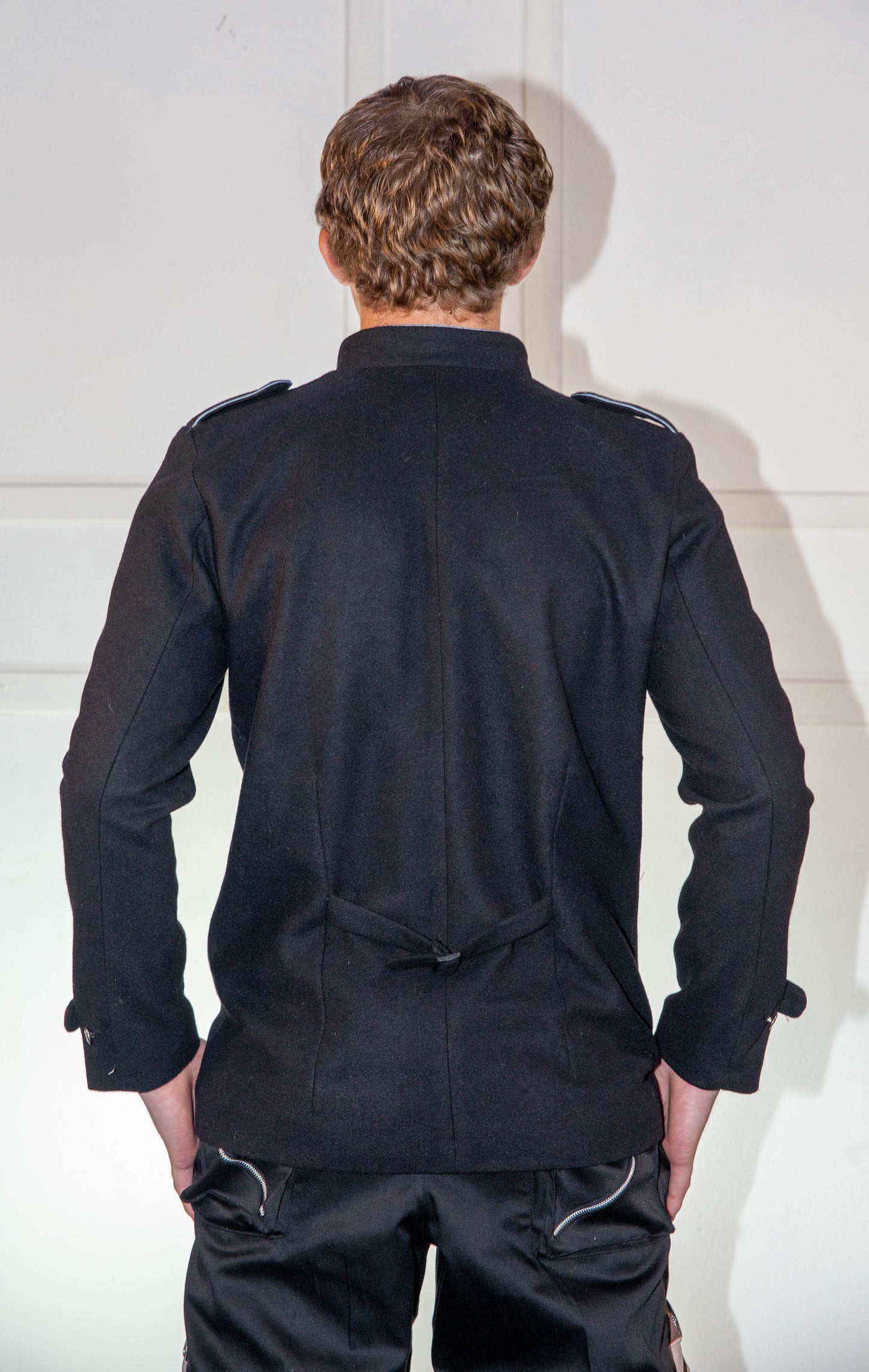 Military Jacket - Black & Red with Light Blue Trim