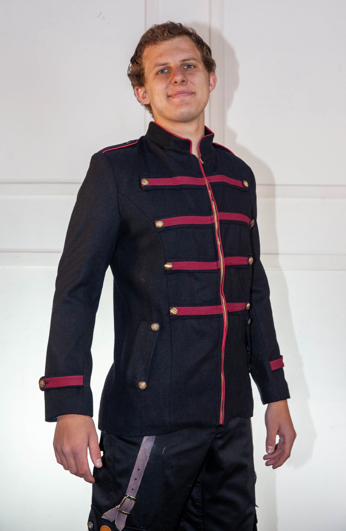 Military Jacket - Black & Red with Red Trim