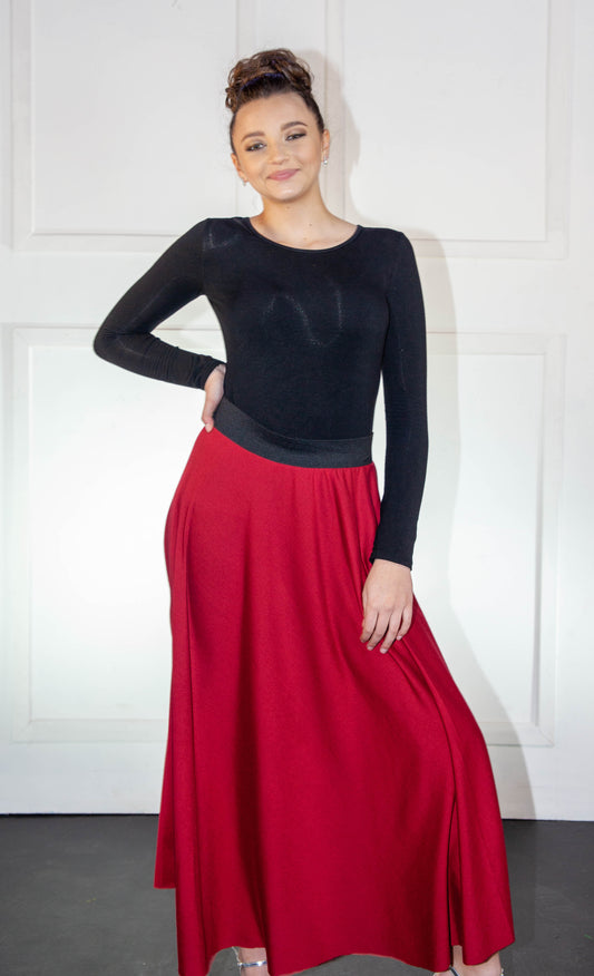 Skirt - Red Flair Long