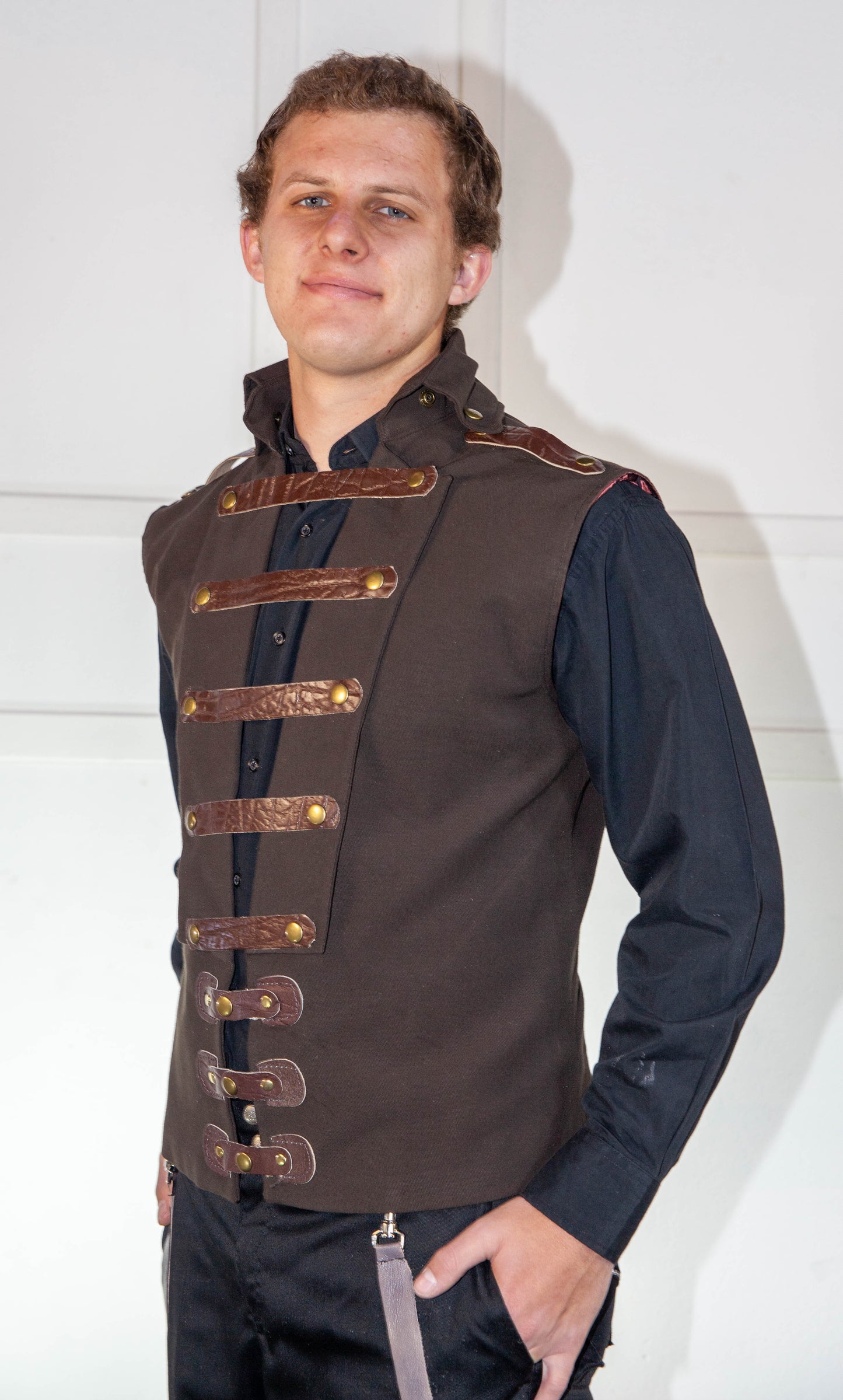 Waistcoat - Brown with Brown Leather Straps