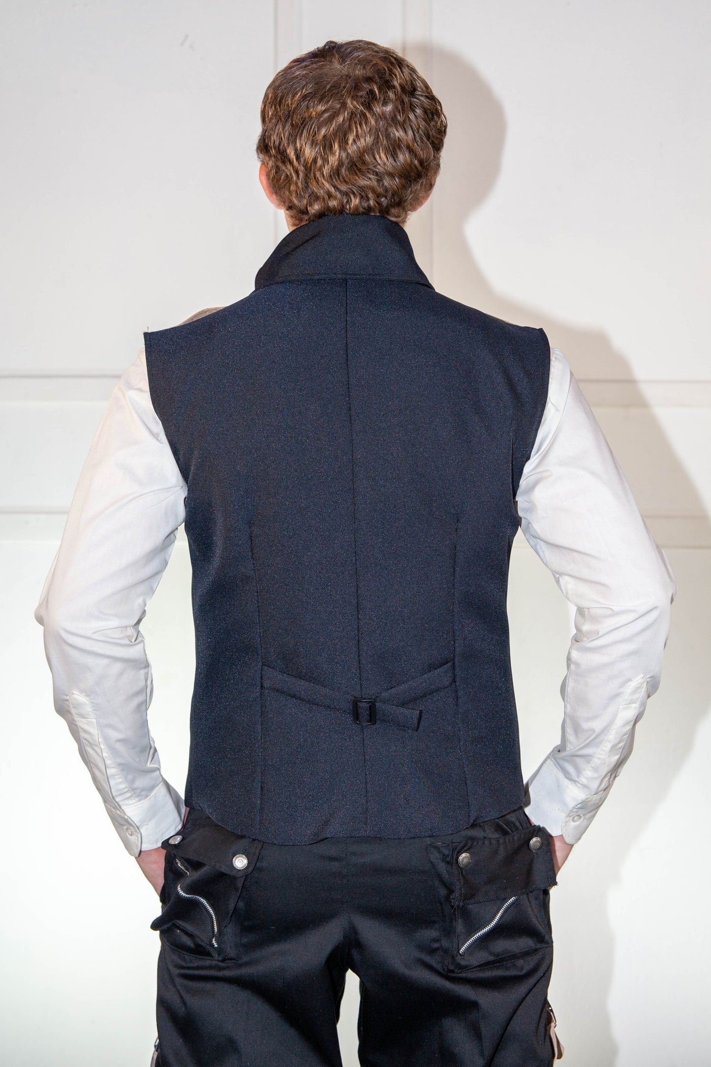 Waistcoat - Black with Brown Leather Straps